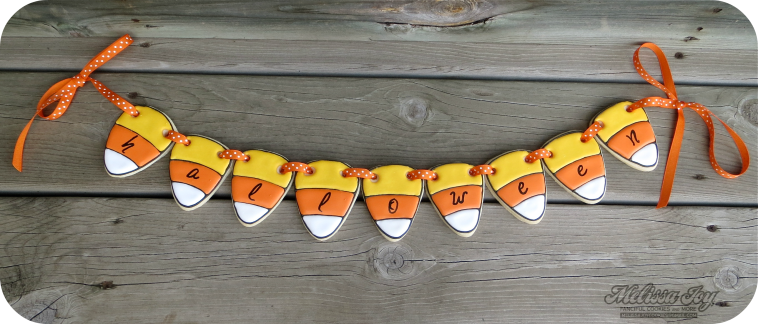 candy corn cookie garland by melissa joy cookies