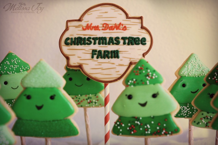 christmas tree farm sign cookie