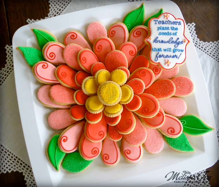 Simple Flower Cookie Platter-Teacher Appreciation by Melissa Joy Cookies